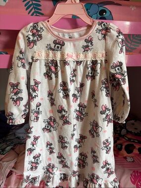 Disney Minnie Mouse Pink and White Fleece Nightgown